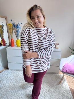 BLUZA KIARA BIAŁA BORDOWE PASKI