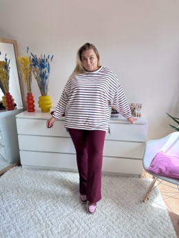 BLUZA KIARA BIAŁA BORDOWE PASKI