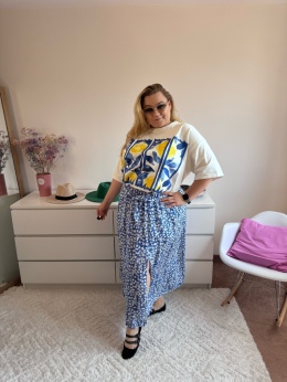 SPÓDNICA NIEBIESKA W KWIATKI