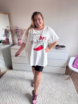 T-SHIRT BIAŁY OVERSIZE chili By Szafana+