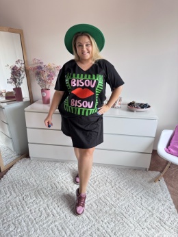 T-SHIRT CZARNY SEREK usta By Szafana+