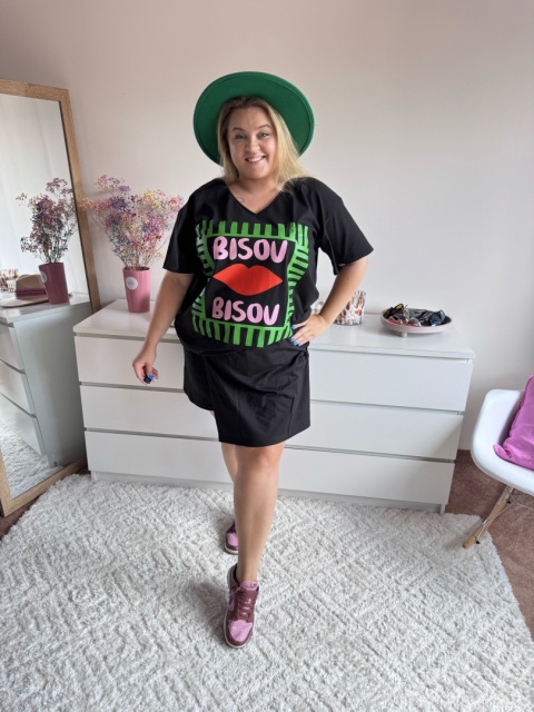 T-SHIRT CZARNY SEREK usta By Szafana+ T-SHIRT CZARNY SEREK usta By Szafana+