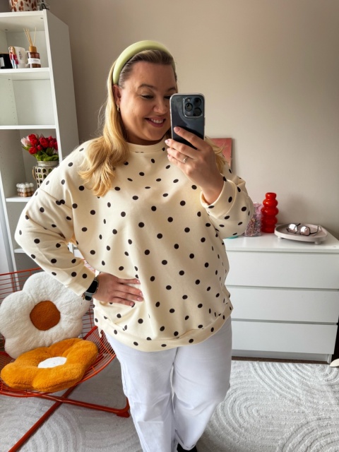 BLUZA KIARA GROSZKI róż,niebieska,beżowa