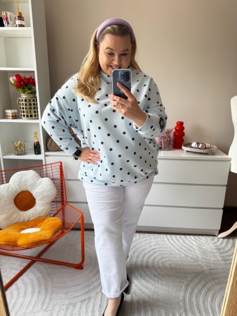 BLUZA KIARA GROSZKI róż,niebieska,beżowa