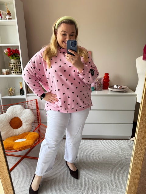 BLUZA KIARA GROSZKI róż,niebieska,beżowa
