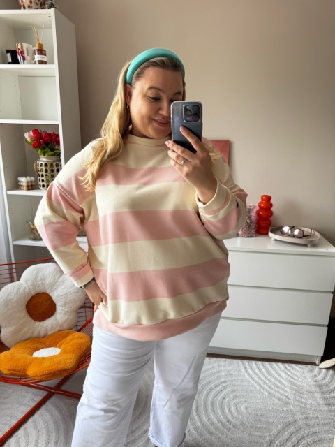 BLUZA KIARA PASKI róż,niebieskie