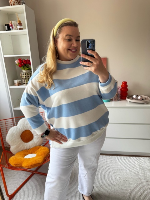 BLUZA KIARA PASKI róż,niebieskie