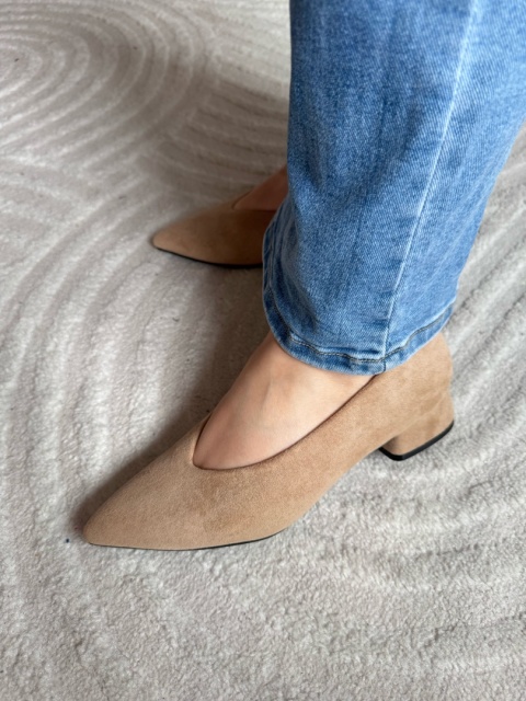 BUTY BALETKI W SZPIC BEŻOWE I CZARNE