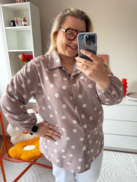 KOSZULA LADY GROSZKI róż,beż
