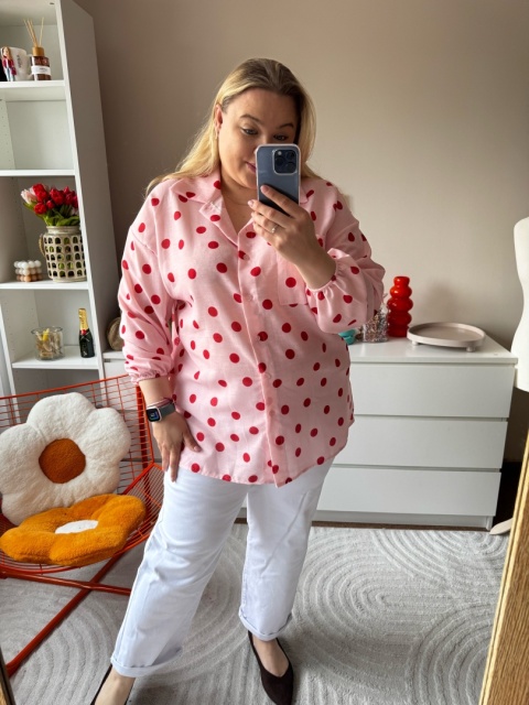 KOSZULA LADY GROSZKI róż,beż