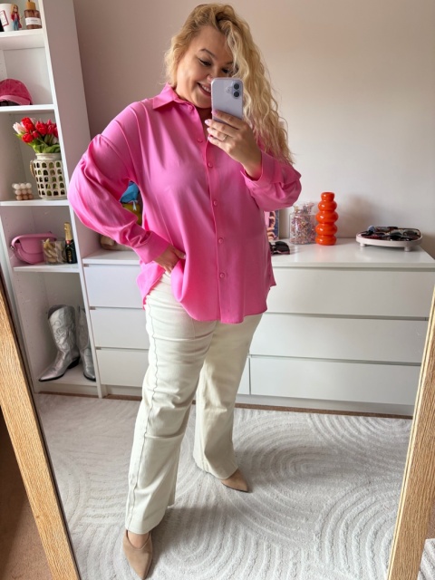SPODNIE BEŻOWE PLUS SIZE z przeszyciami