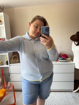 SWETER AŻUROWY NIEBIESKI