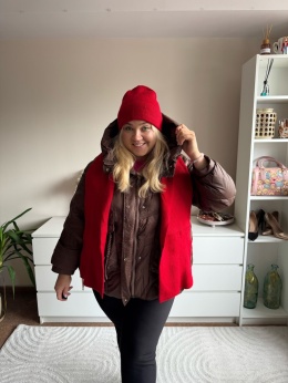 KOMPLET CZAPKA I SZALIK 100% MERINO /róż,czerowny,czekolada