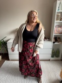 SPÓDNICA SZLAFROKOWA BRĄZOWA W KWIATY