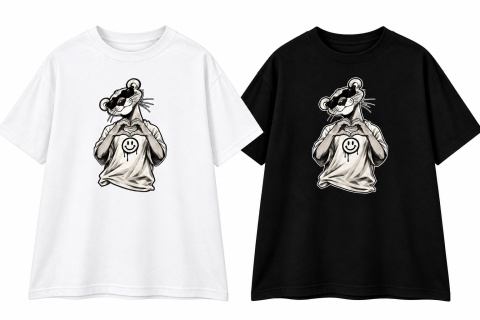 T-SHIRT Z PANTERA - BIAŁA LUB CZARNA